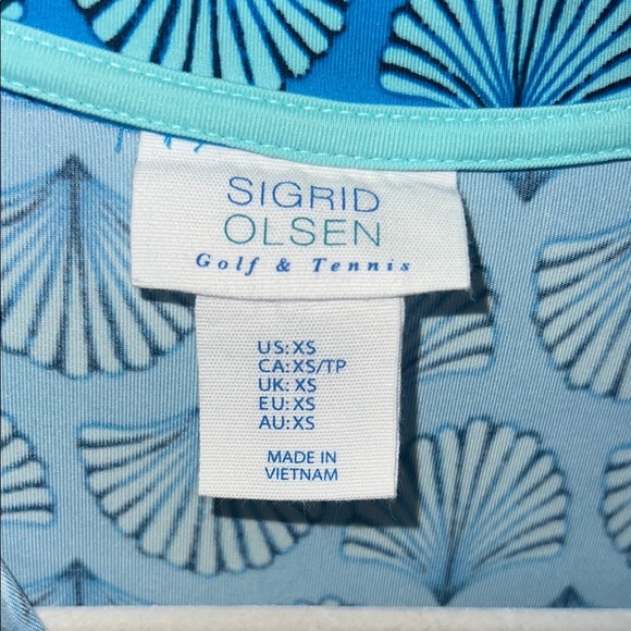 Sigrid Olsen Blue Bomber Jacket‎ with All-Over Pattern - Picture 2 of 9